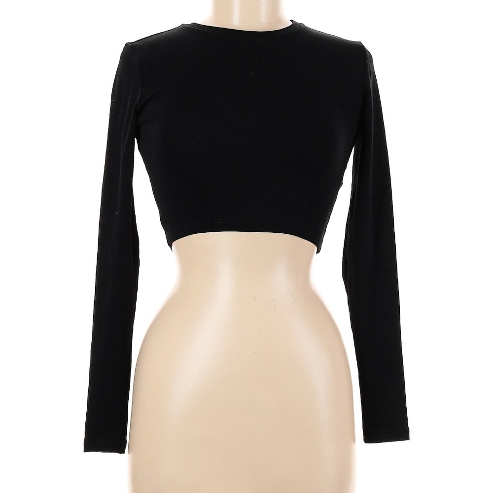 Zara Cotton Long Sleeve Crop Top - M